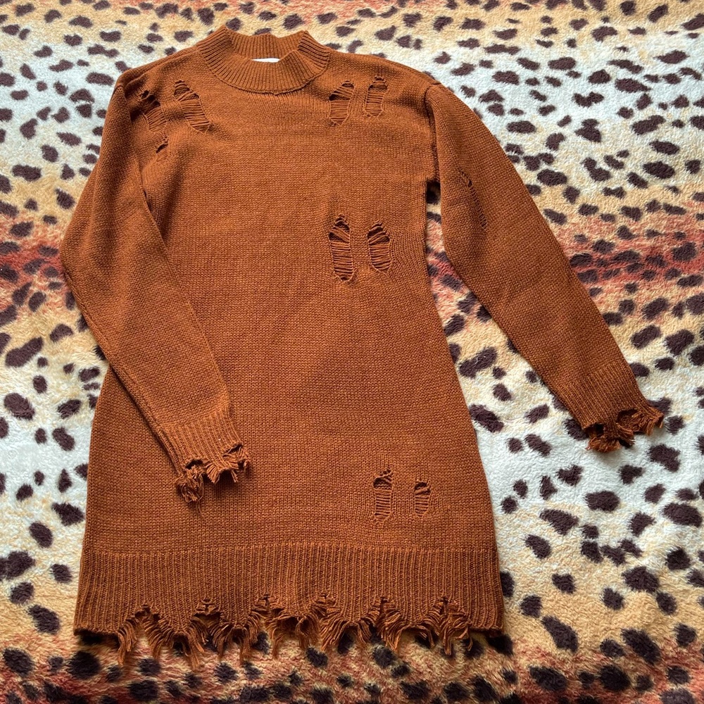 Distressed brown dress